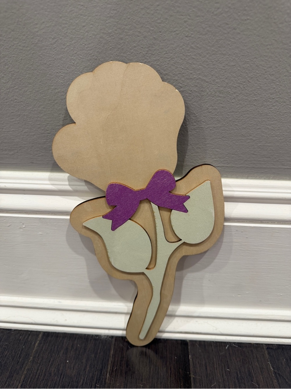NWOT CUSTOM MADE 11” in Wood Floral Handprint Infant Toddler Gift Keepsake
